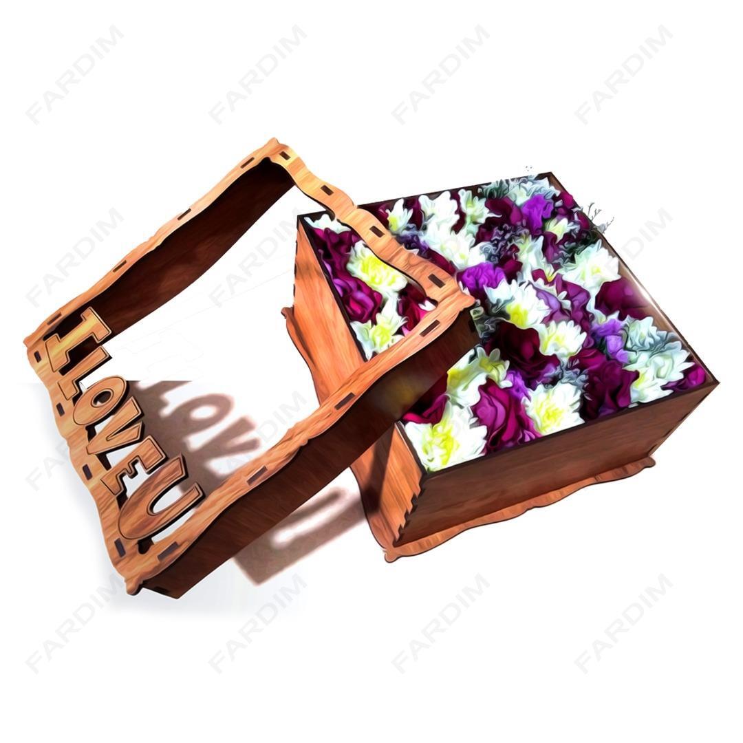طرح برش لیزر باکس هدیه گل کد A132276